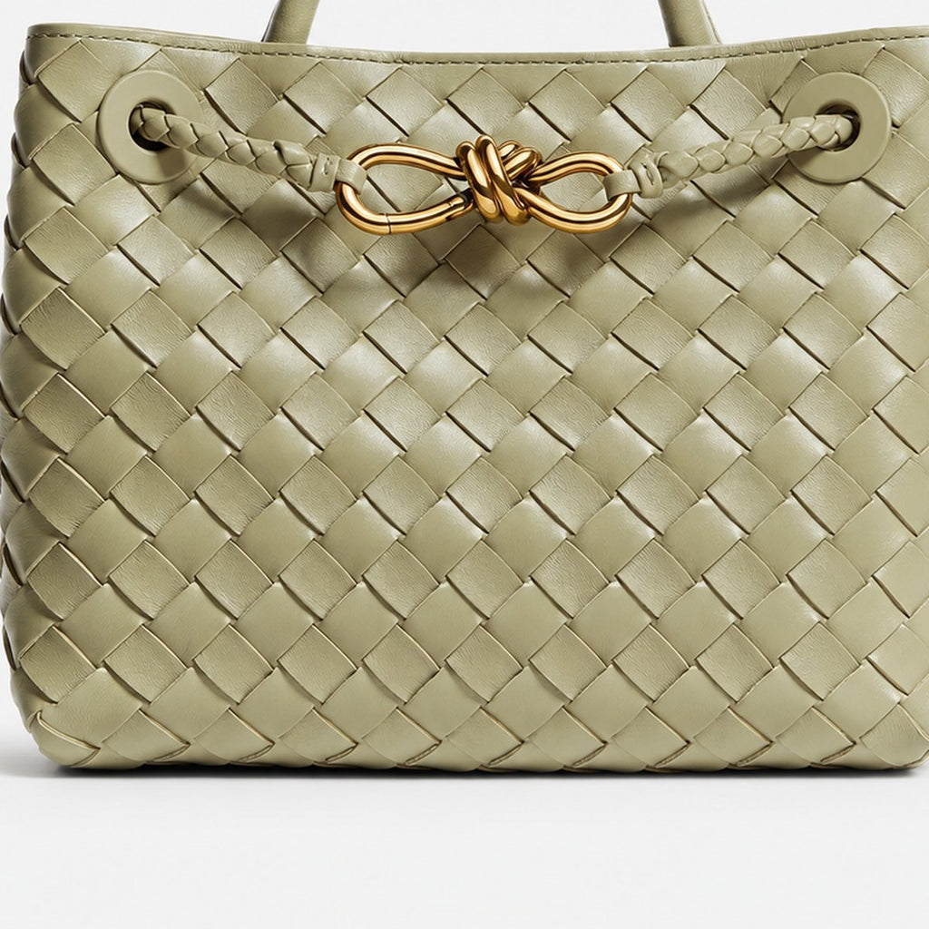 Sage Woven Leather Top-Handle Bag, photo 3