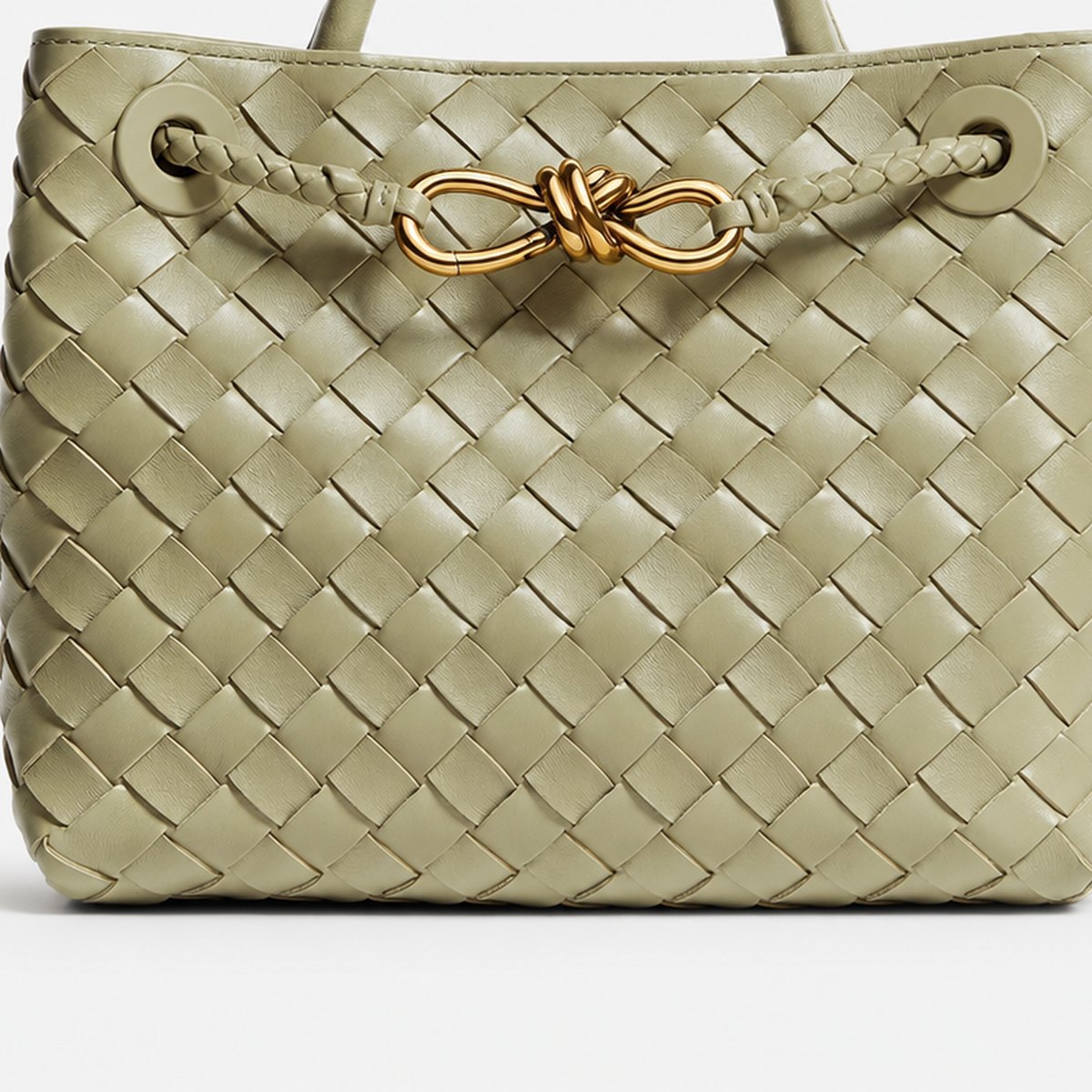 Sage Woven Leather Top-Handle Bag, photo 3