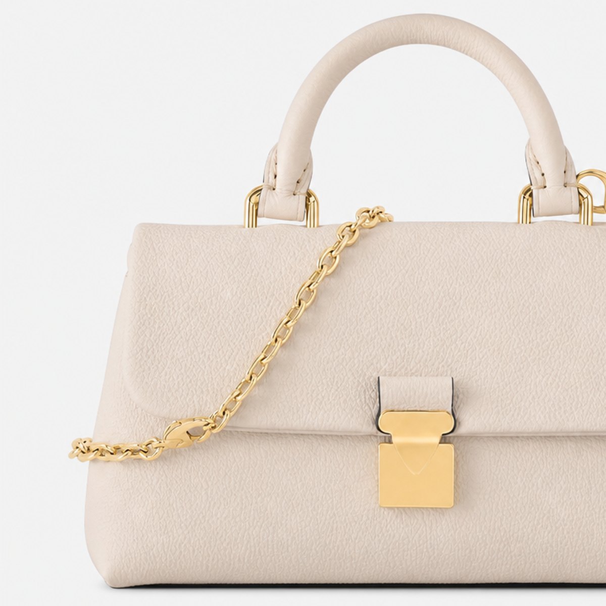 Cream Embossed Leather Mini Top-Handle Bag, photo 2