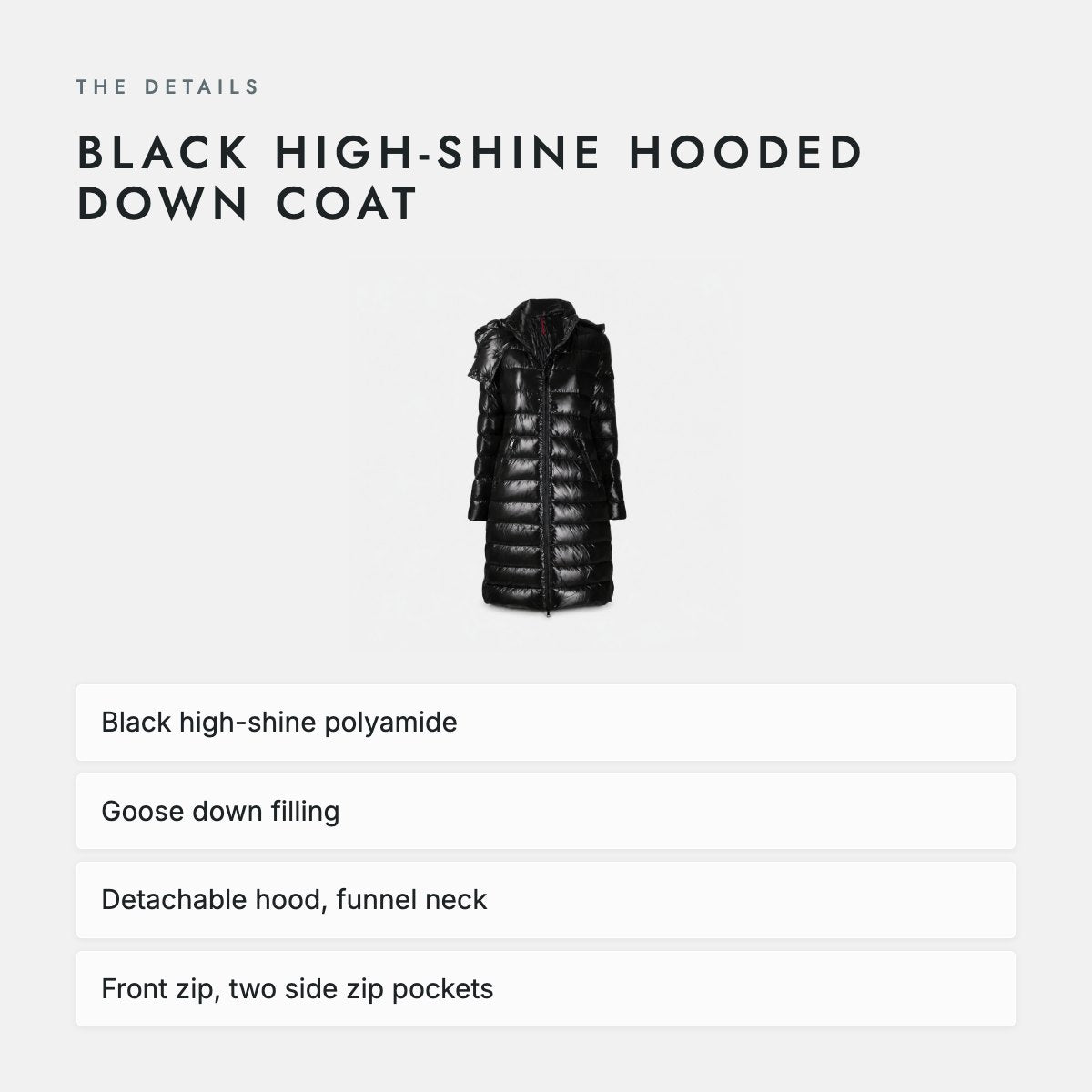 Black High-Shine Hooded Down Coat, photo 4