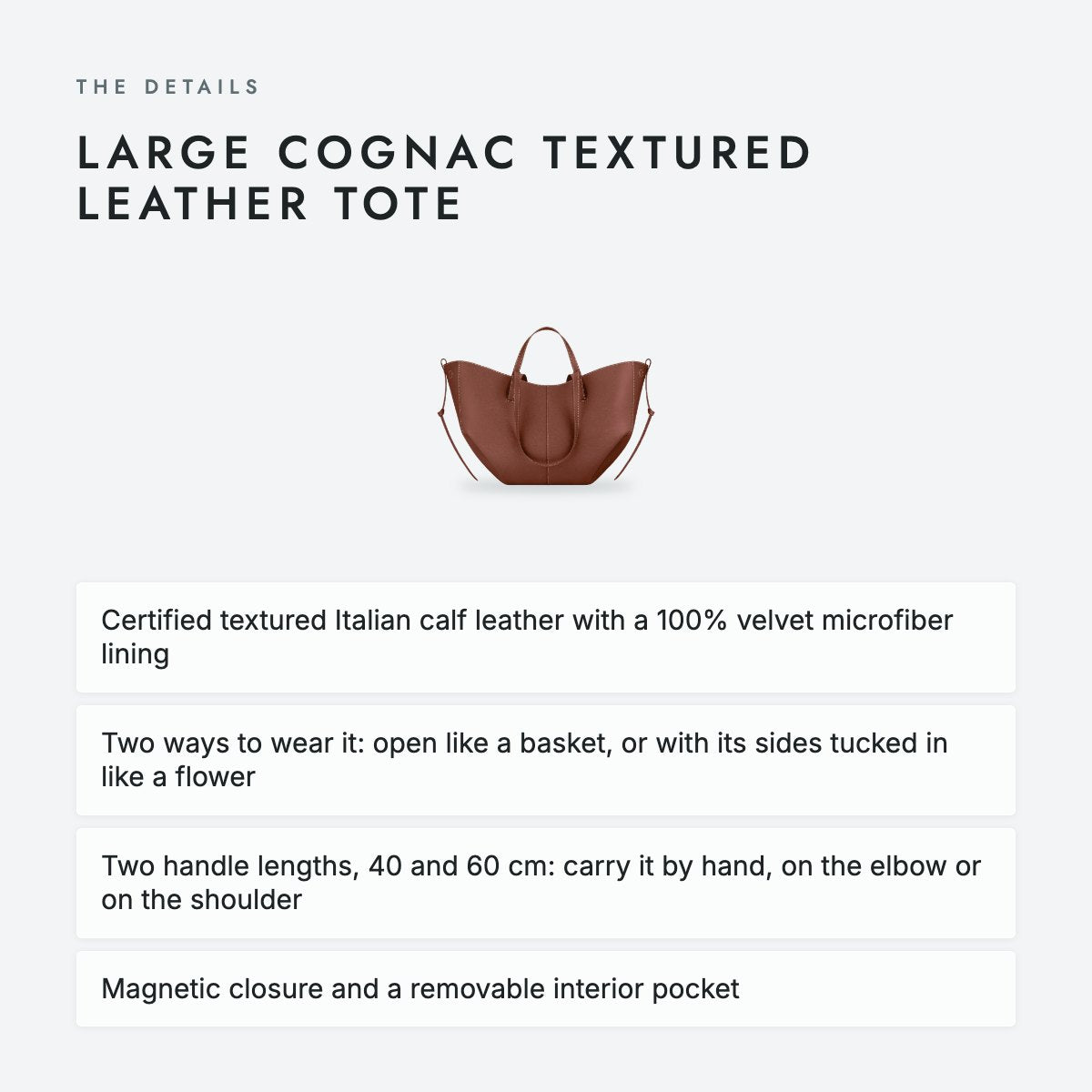 Large Cognac Textured Leather Tote, photo 4