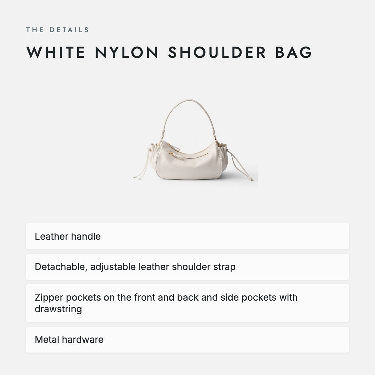 White Nylon Shoulder Bag, photo 4