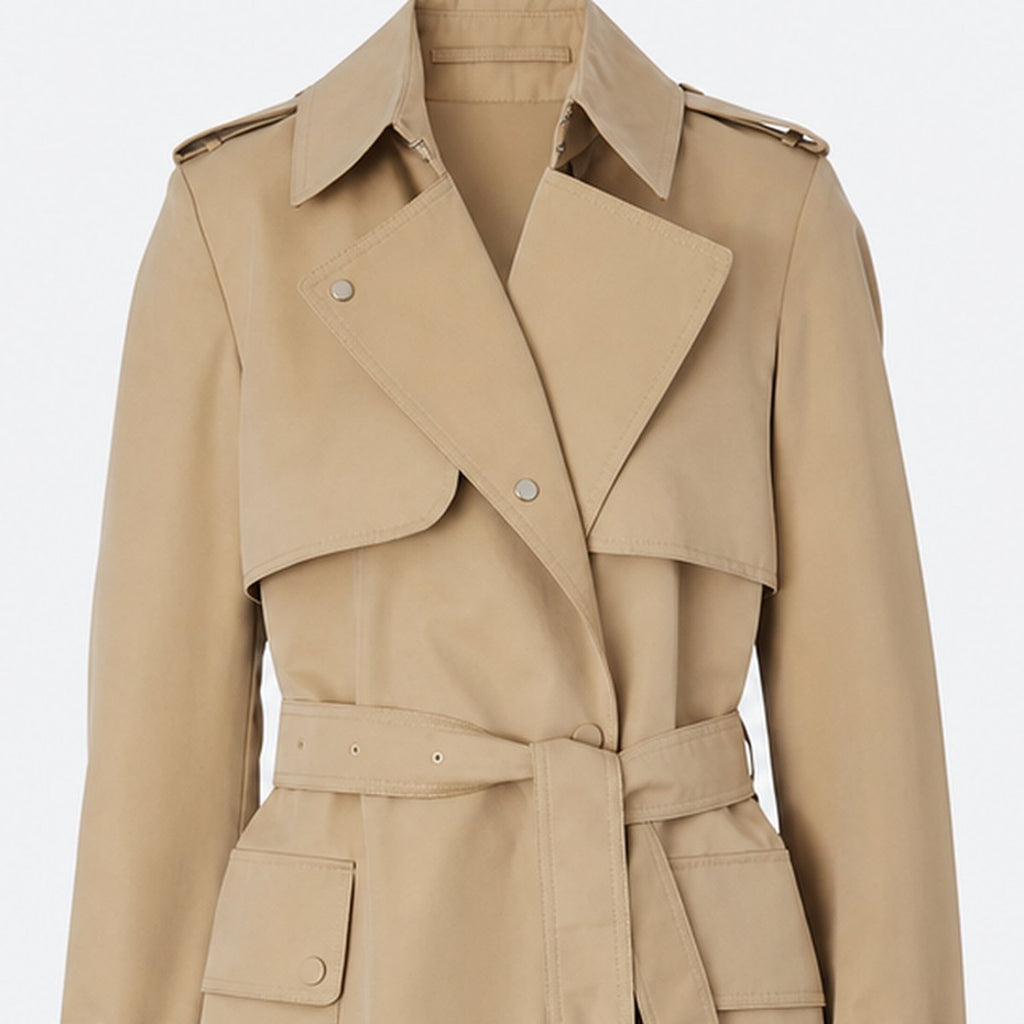 Beige Cotton Double-Breasted Trench Coat, photo 2