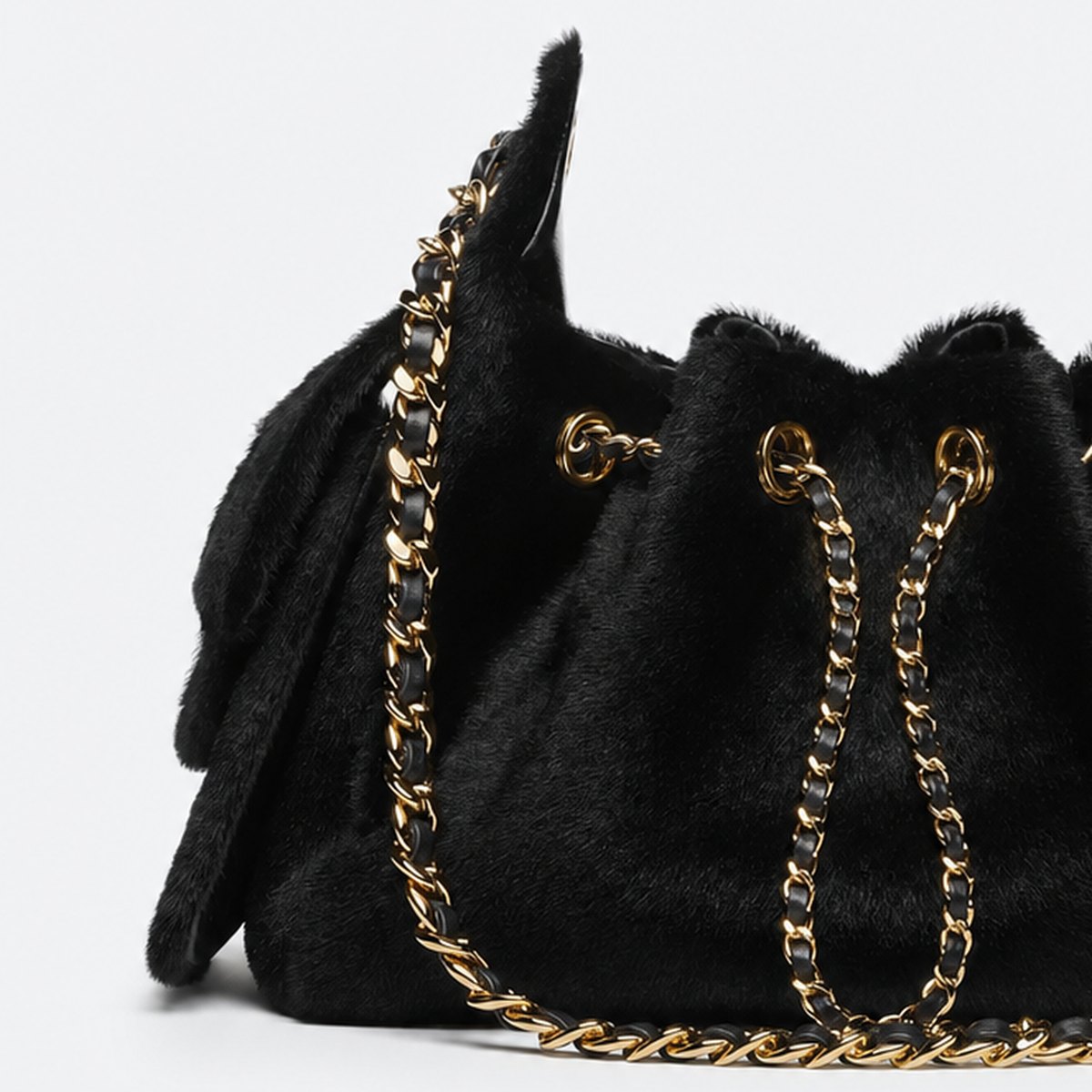 Black Lambskin Mini Drawstring Bag, photo 2