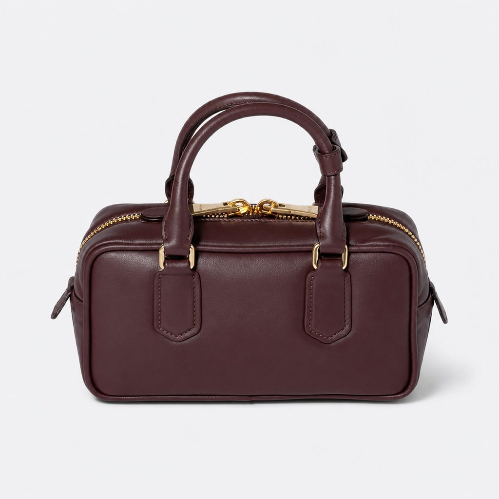 Burgundy Padded Leather Top-Handle Bag, photo 1