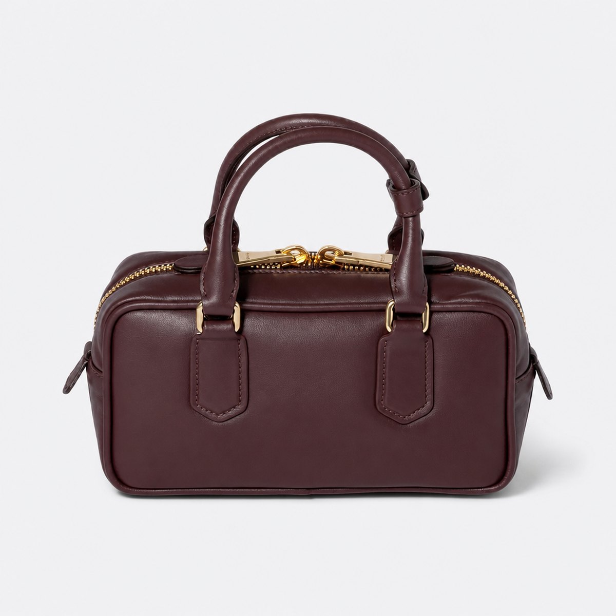 Burgundy Padded Leather Top-Handle Bag, photo 1