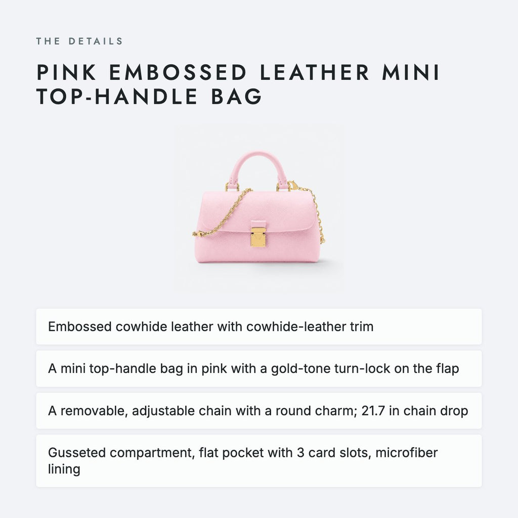 Pink Embossed Leather Mini Top-Handle Bag, photo 4