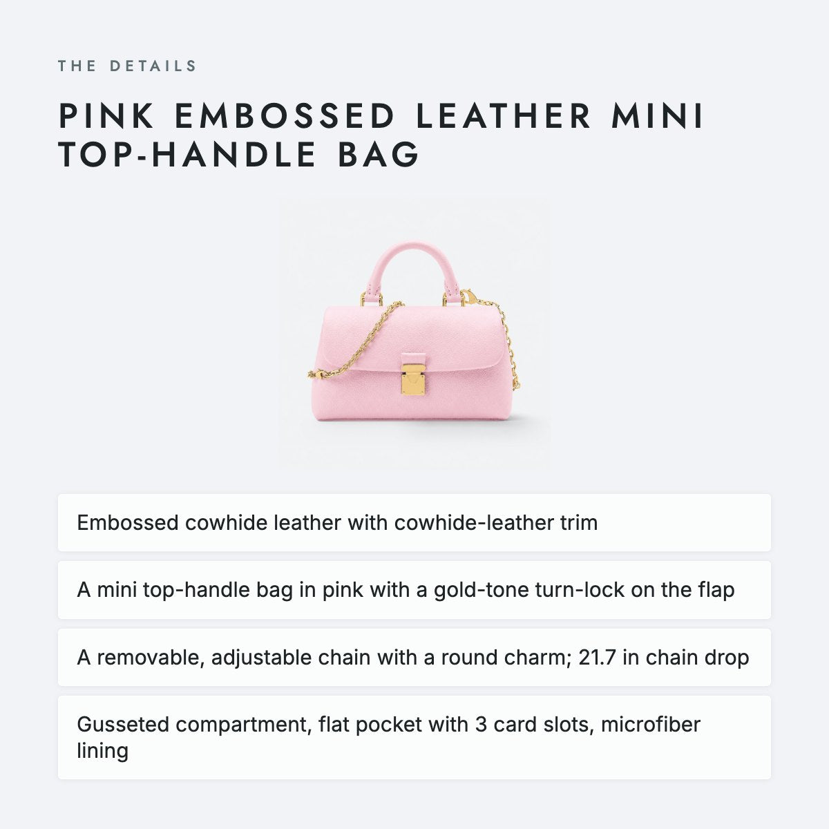 Pink Embossed Leather Mini Top-Handle Bag, photo 4