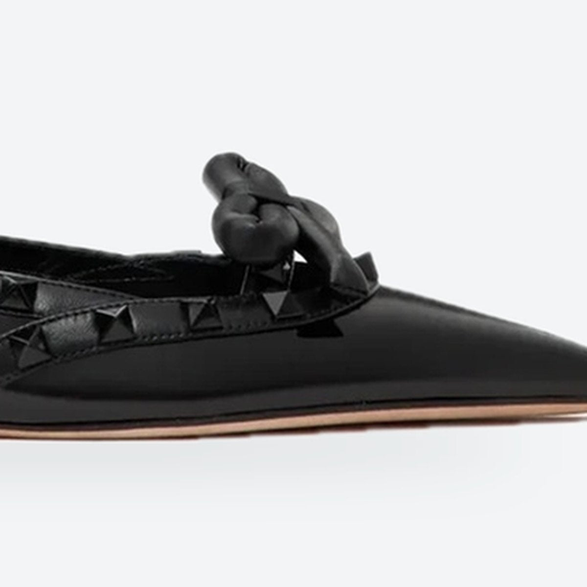 Black Studded Bow Slingback Ballerina Flats, photo 3