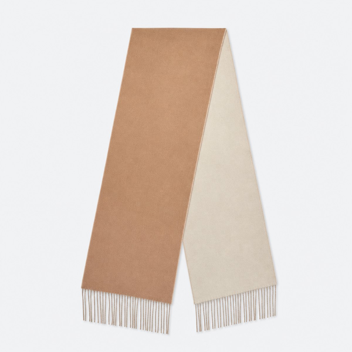 Two-Tone Camel and Cream Fringed Scarf, photo 1