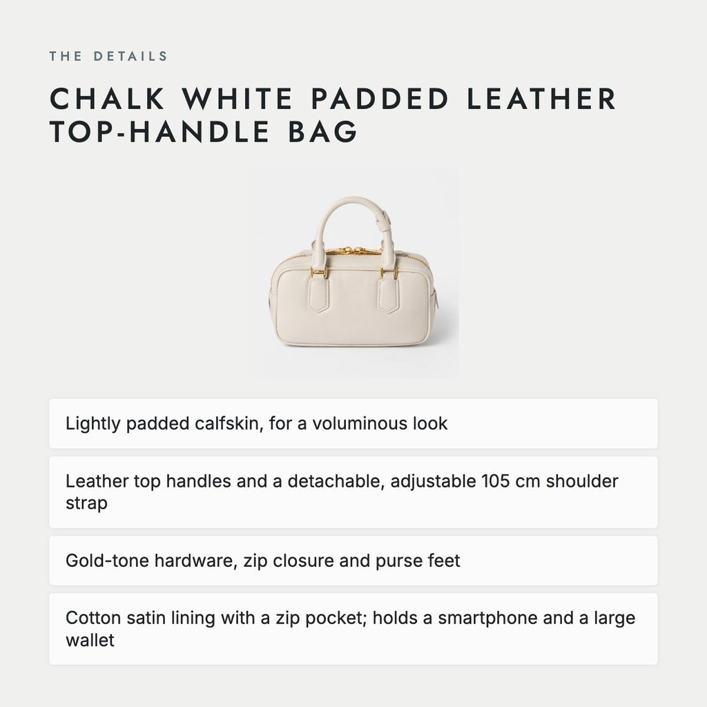 Chalk White Padded Leather Top-Handle Bag, photo 4