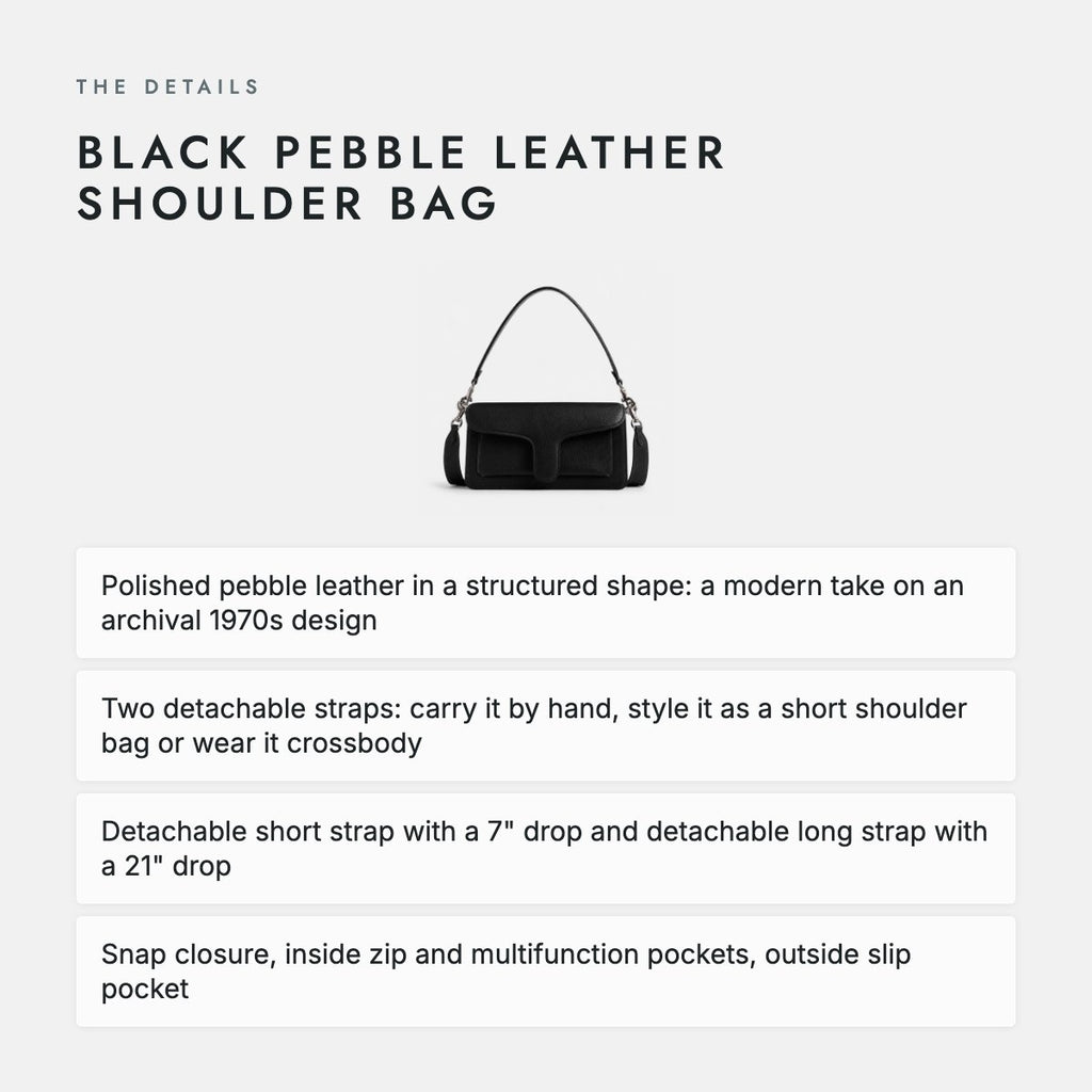 Black Pebble Leather Shoulder Bag, photo 4