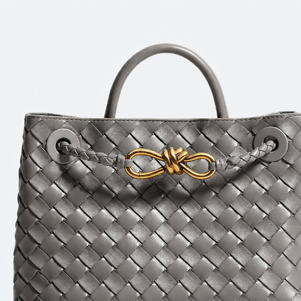 Grey Woven Leather Top-Handle Bag, photo 2