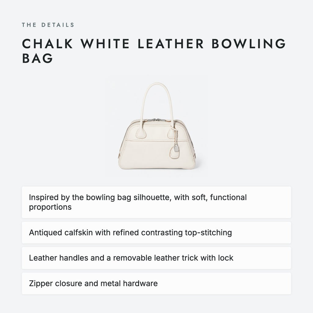 Chalk White Leather Bowling Bag, photo 4