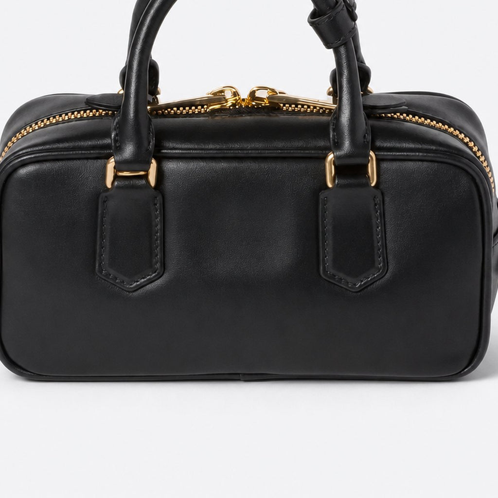 Black Padded Leather Top-Handle Bag, photo 3