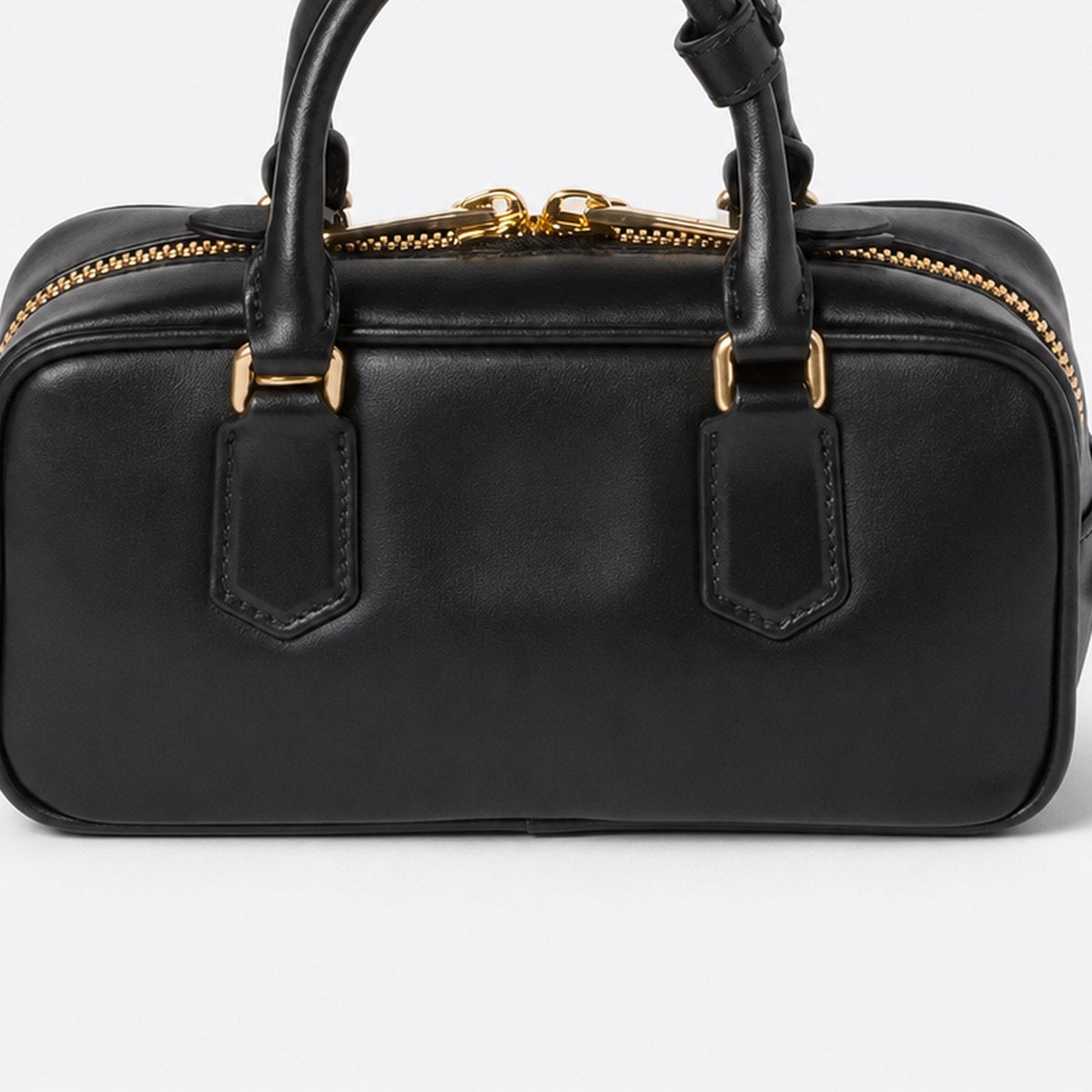Black Padded Leather Top-Handle Bag, photo 3