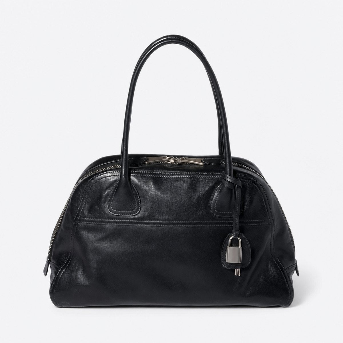 Black Leather Bowling Bag, photo 1