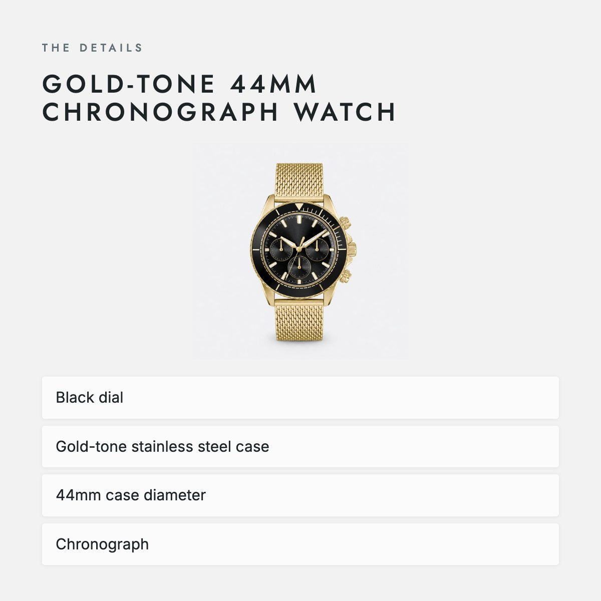 Gold-tone 44mm Chronograph Watch, photo 4