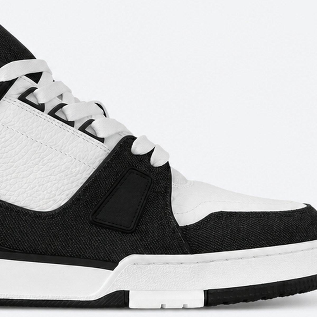 Black Denim and Embossed Leather Sneakers, photo 3