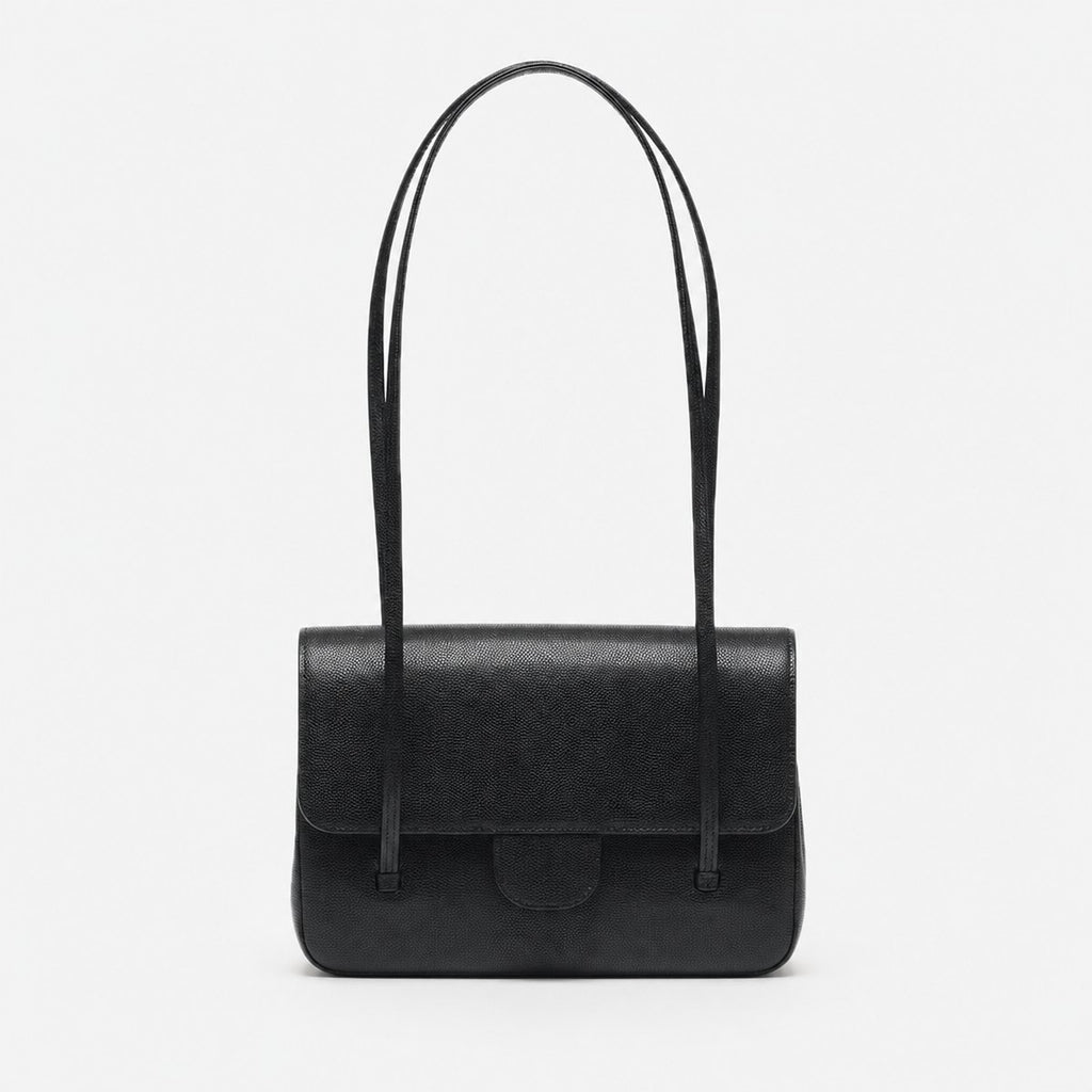 Black Grained Calfskin Flap Bag, photo 1