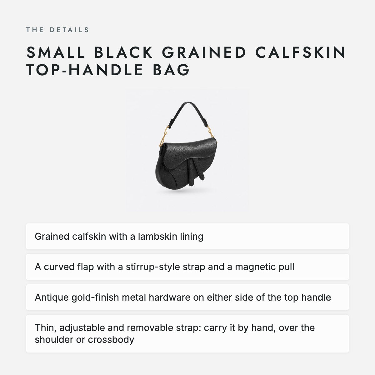 Small Black Grained Calfskin Top-Handle Bag, photo 4