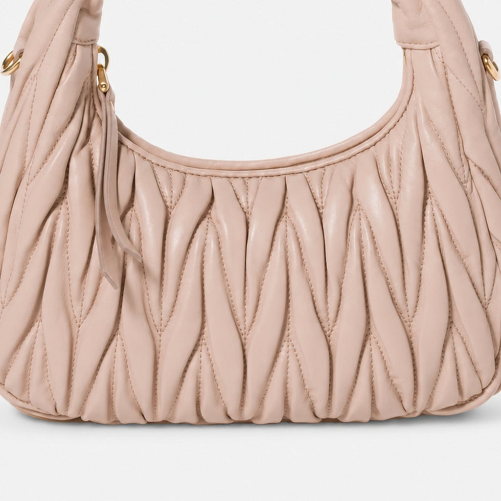 Powder Pink Quilted Leather Hobo Bag, photo 3