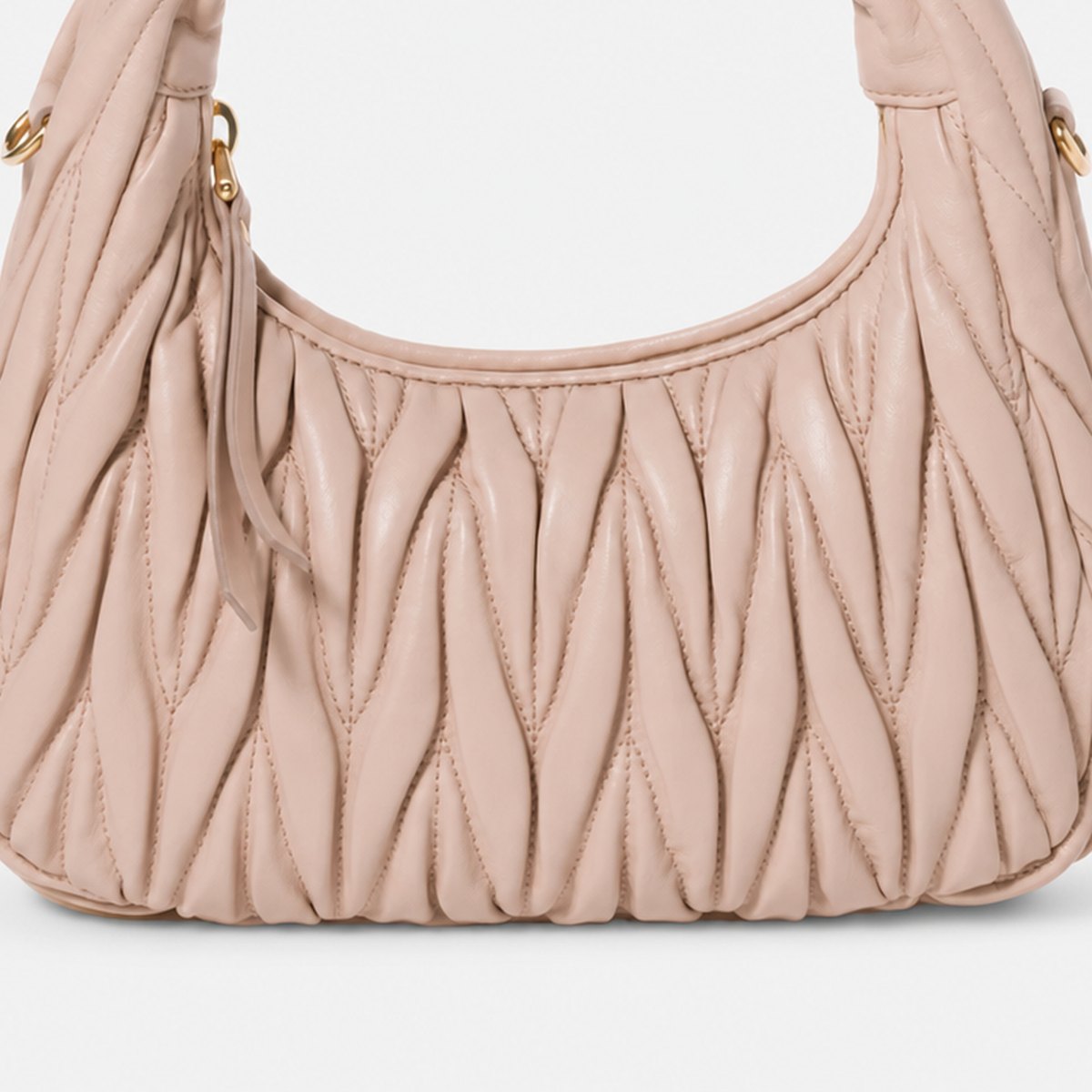 Powder Pink Quilted Leather Hobo Bag, photo 3