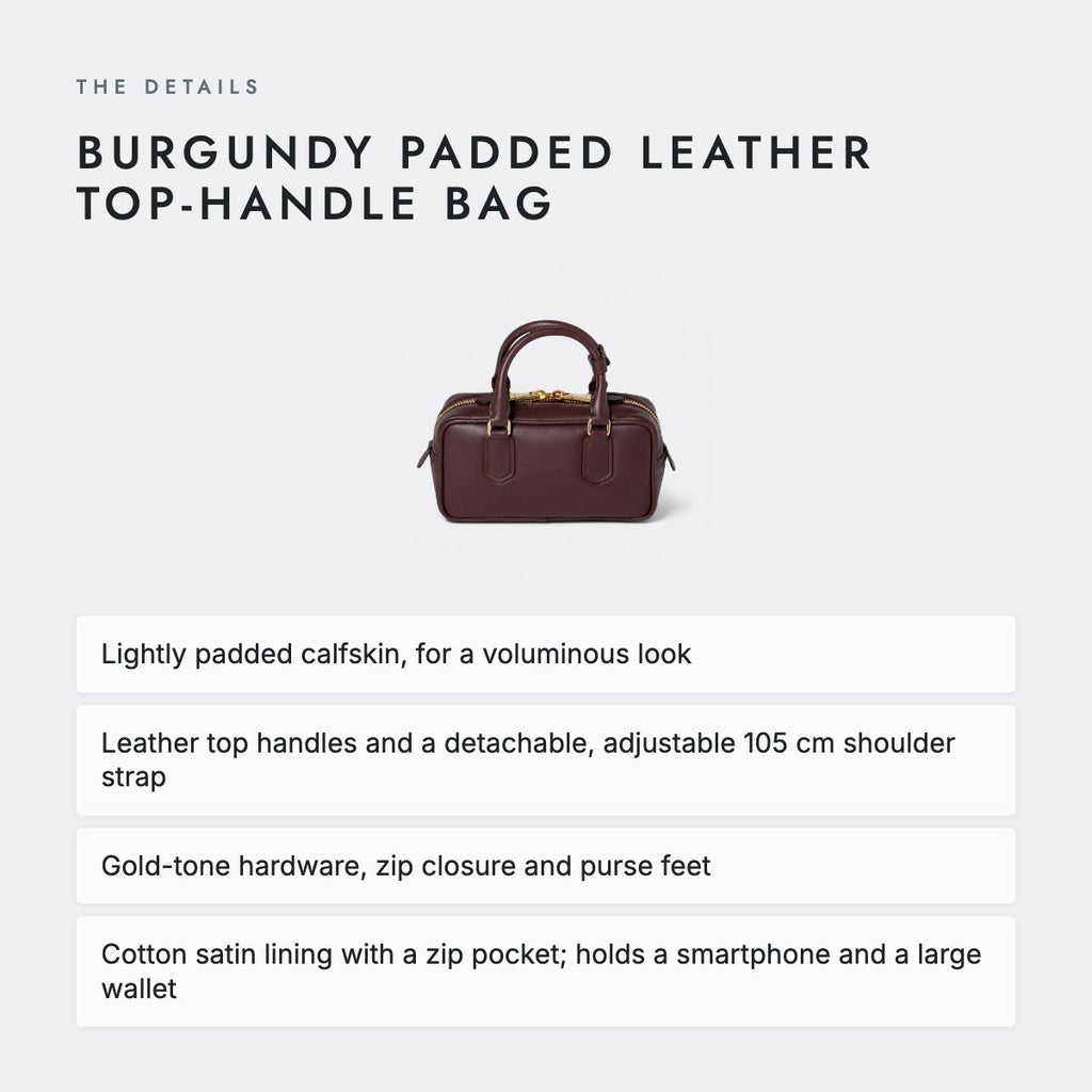 Burgundy Padded Leather Top-Handle Bag, photo 4