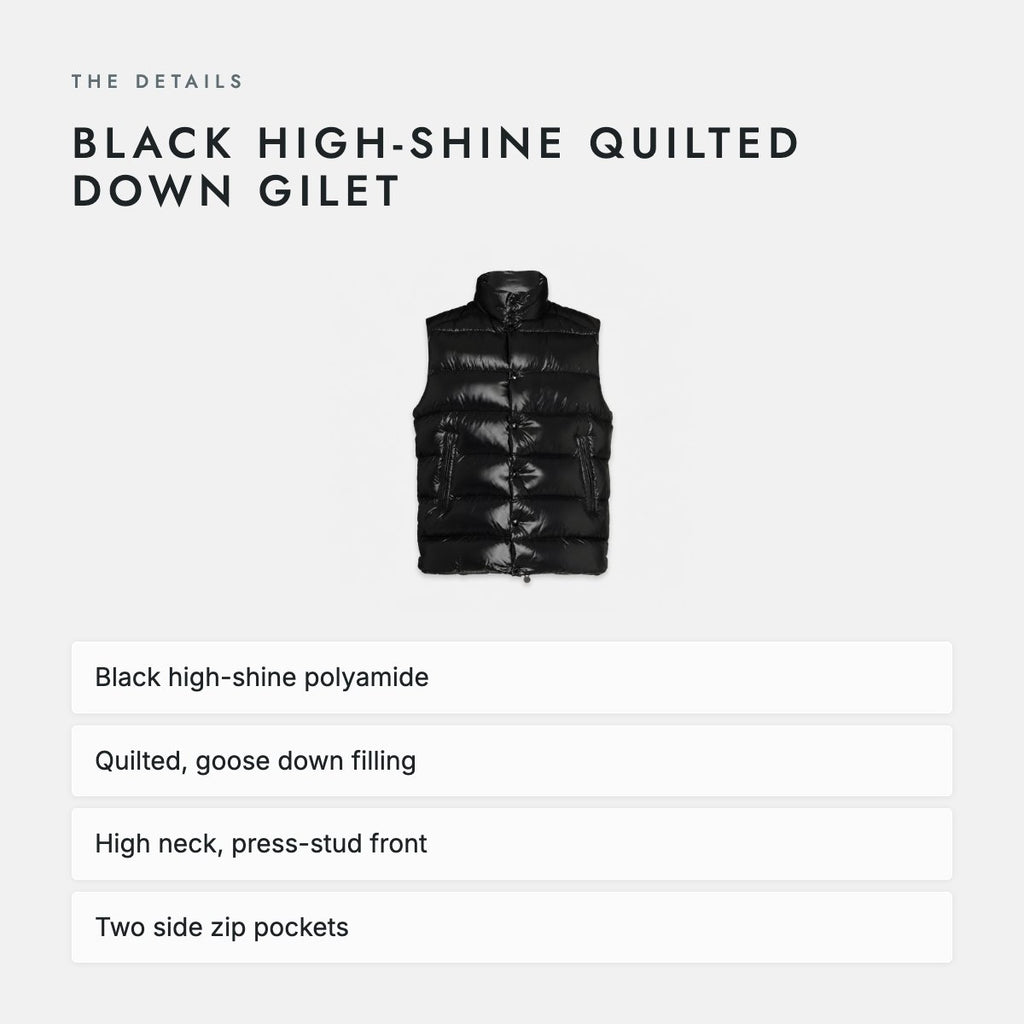 Black High-Shine Quilted Down Gilet, photo 4