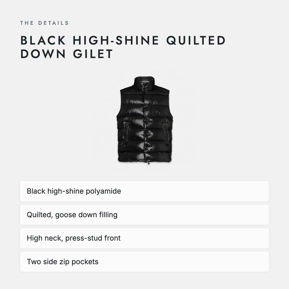 Black High-Shine Quilted Down Gilet, photo 4