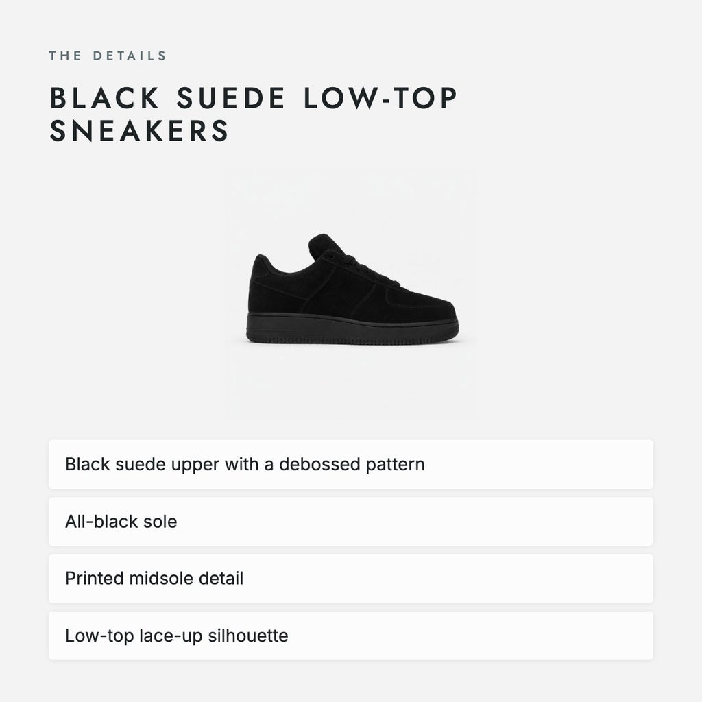 Black Suede Low-Top Sneakers, photo 4