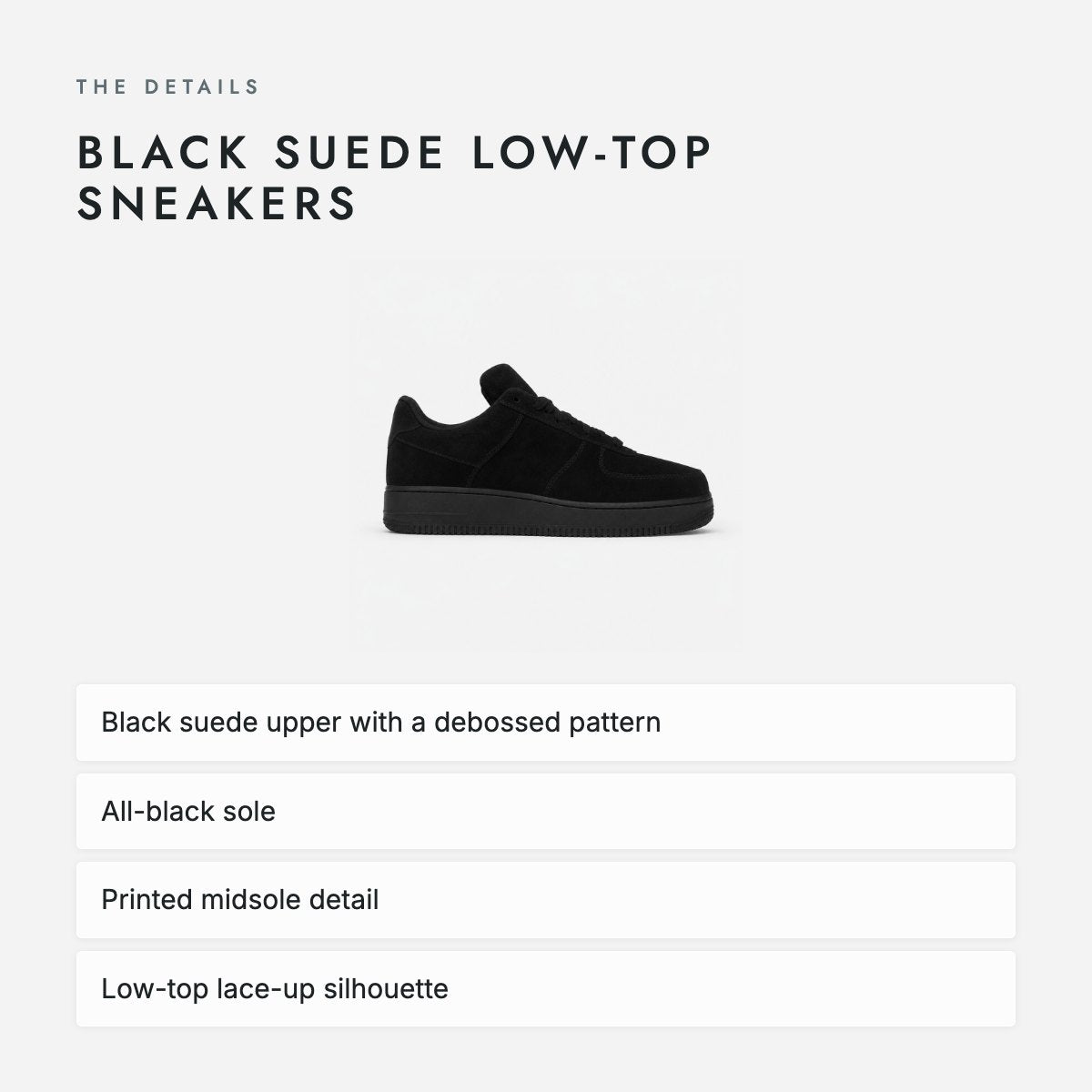 Black Suede Low-Top Sneakers, photo 4