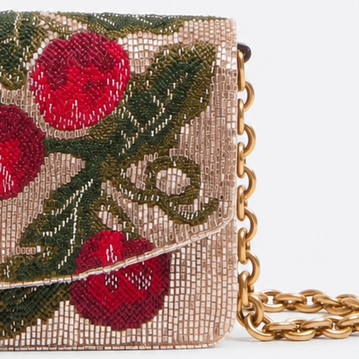 Embroidered Fruit-Pattern Shoulder Clutch with Chain Strap, photo 3