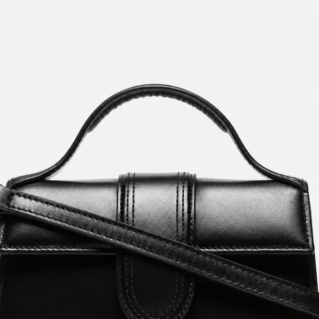 Black Leather Flap Top-Handle Bag, photo 2