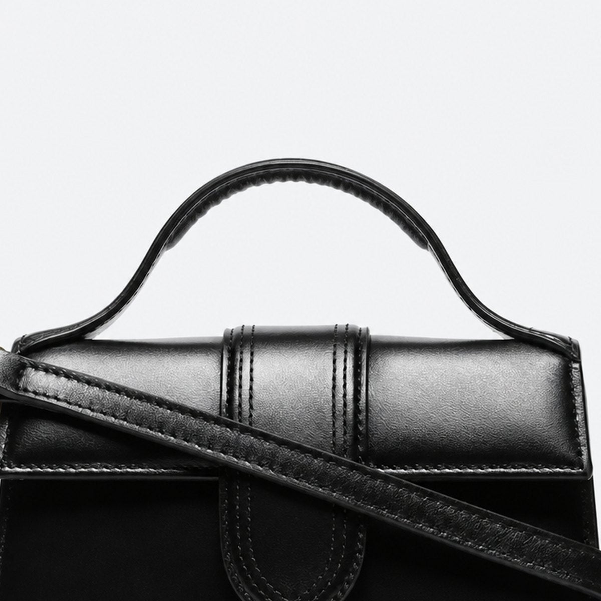 Black Leather Flap Top-Handle Bag, photo 2
