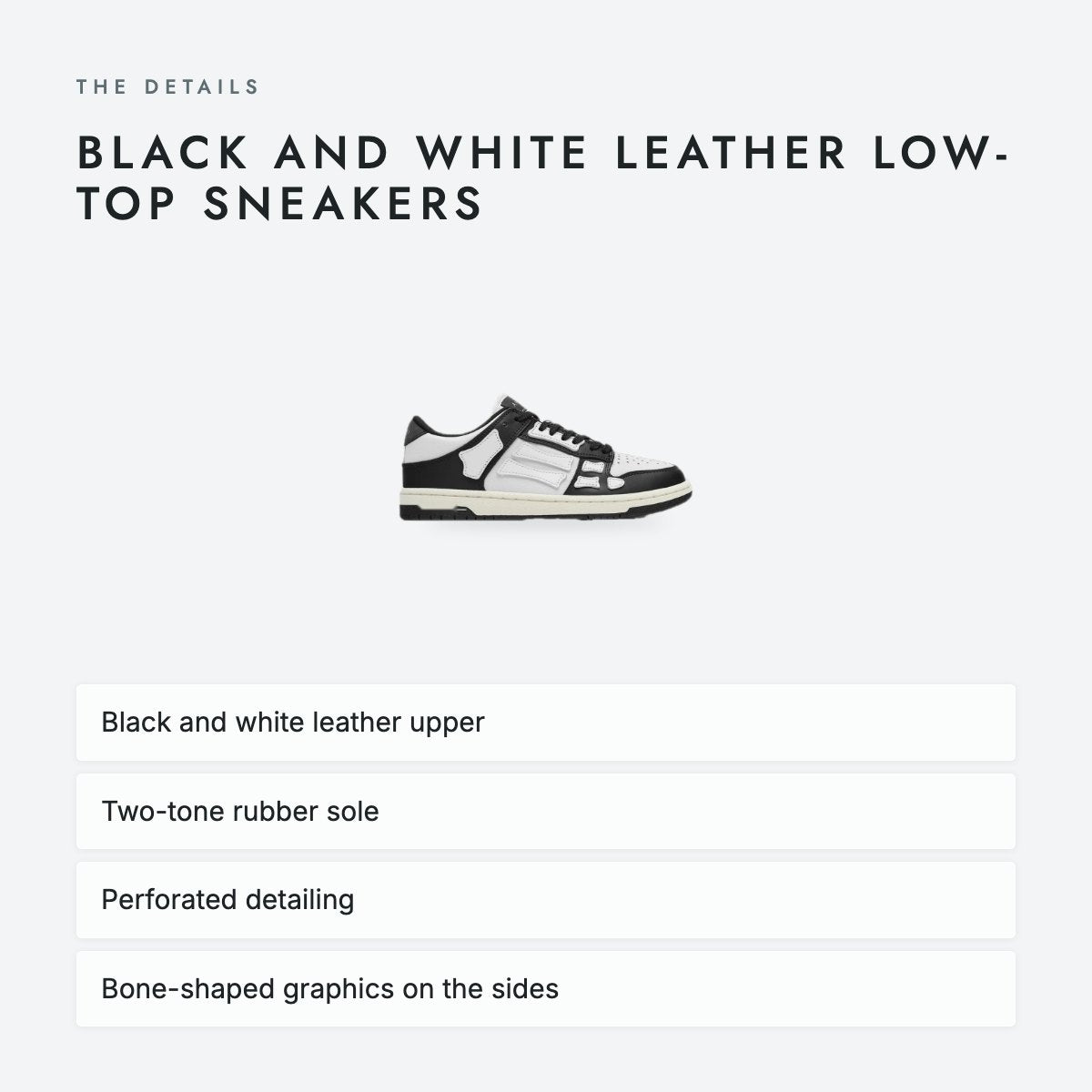 Black and White Leather Low-Top Sneakers, photo 4