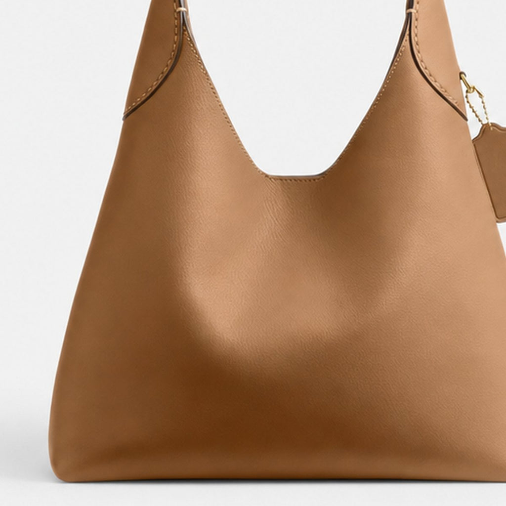 Honey Brown Grain Leather Hobo Shoulder Bag, photo 3