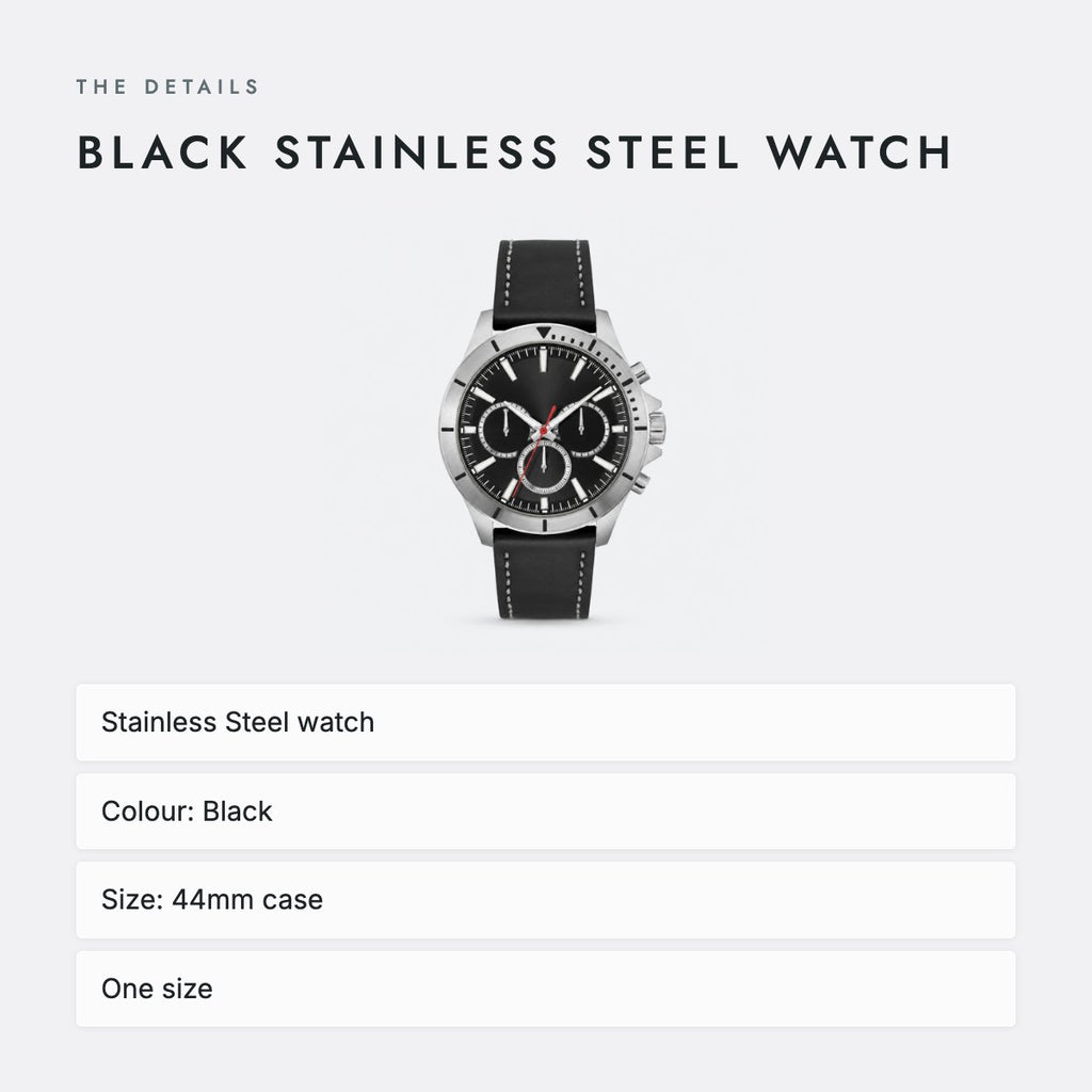 Black Stainless Steel Watch, photo 4