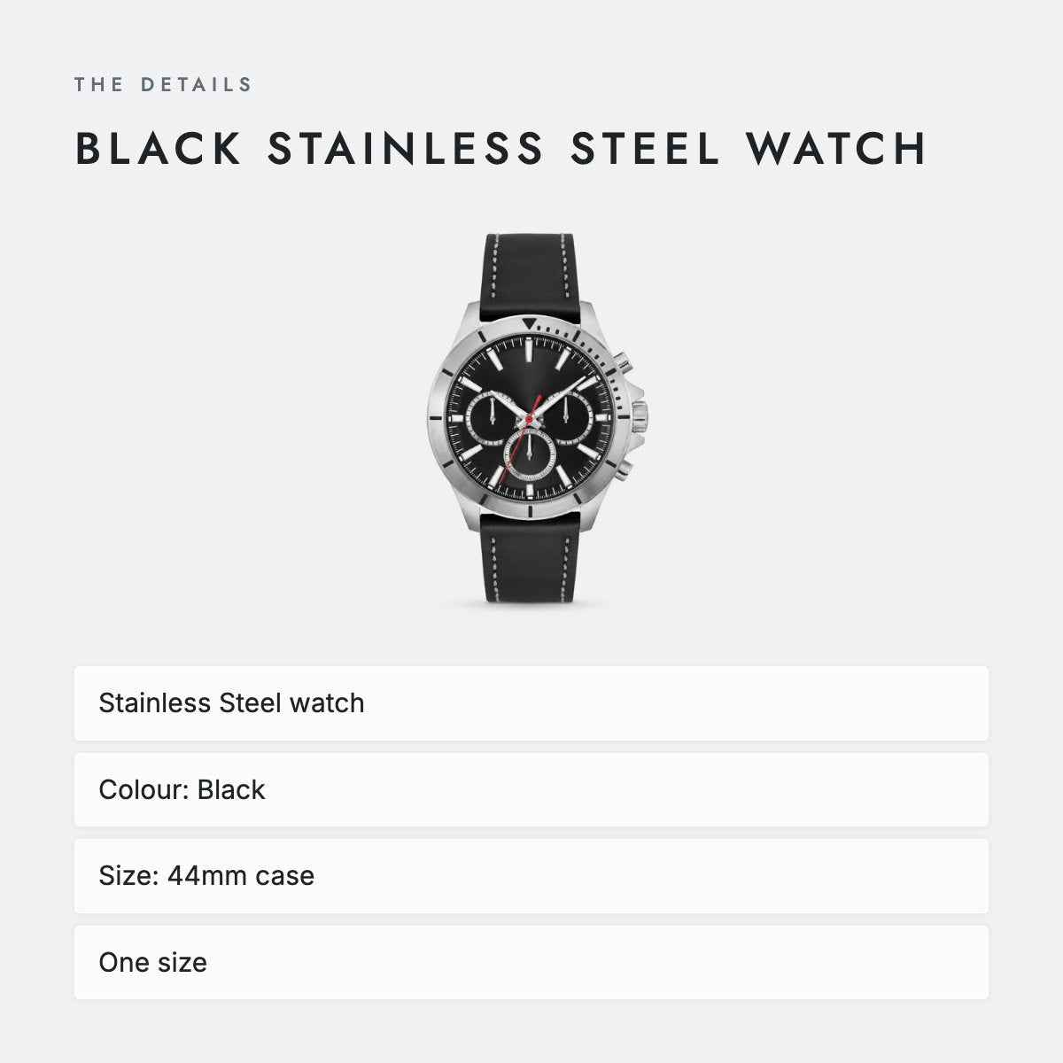 Black Stainless Steel Watch, photo 4