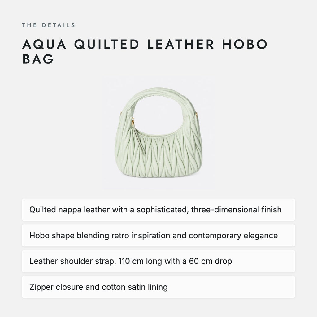Aqua Quilted Leather Hobo Bag, photo 4