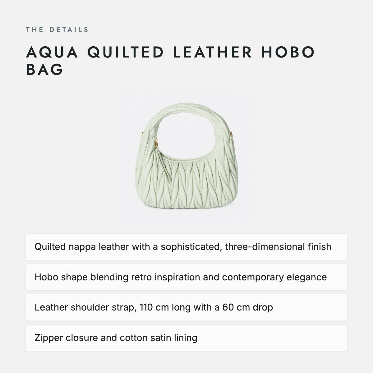 Aqua Quilted Leather Hobo Bag, photo 4
