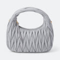 Pearl Gray Quilted Leather Hobo Bag, photo 1