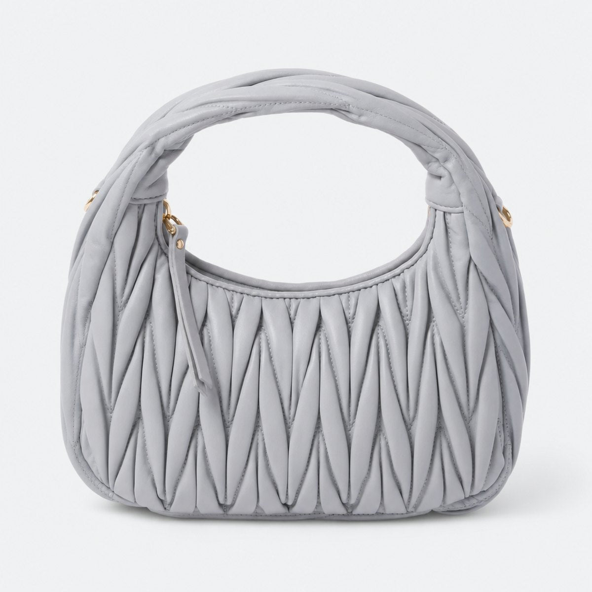 Pearl Gray Quilted Leather Hobo Bag, photo 1