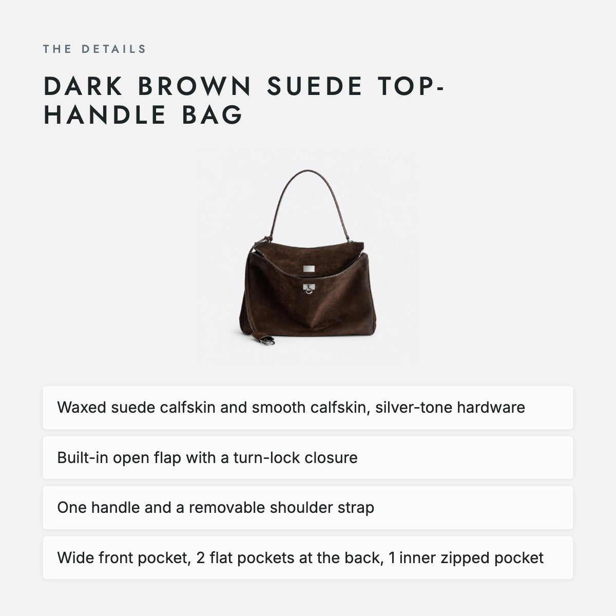 Dark Brown Suede Top-Handle Bag, photo 4