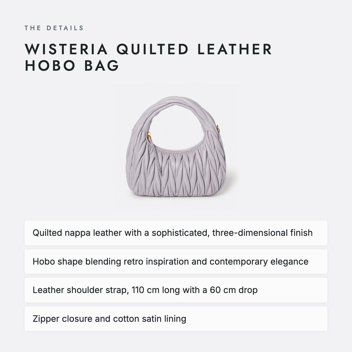 Wisteria Quilted Leather Hobo Bag, photo 4