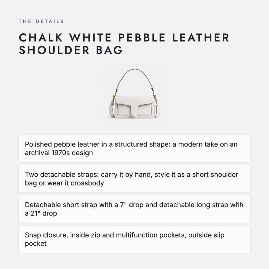 Chalk White Pebble Leather Shoulder Bag, photo 4