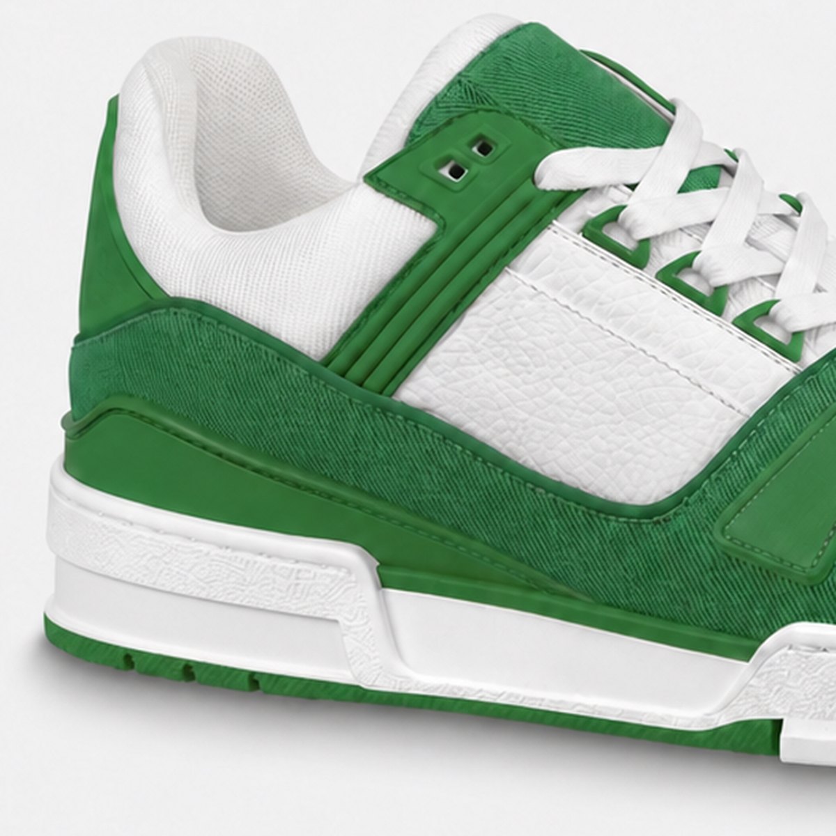 Green Denim and Embossed Leather Sneakers, photo 2