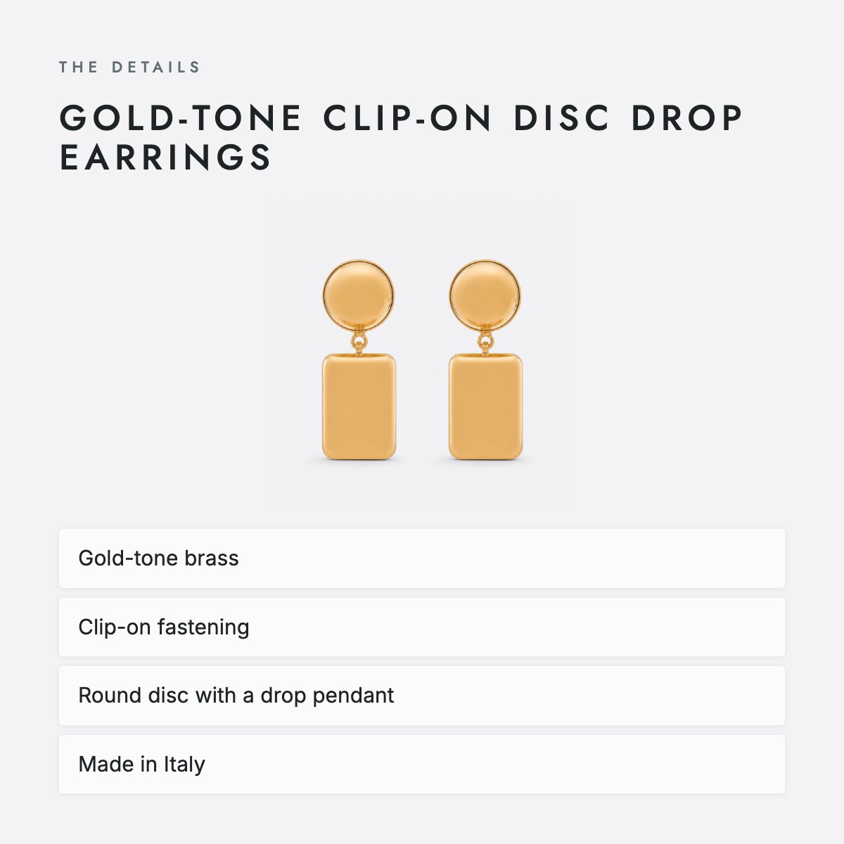 Gold-Tone Clip-On Disc Drop Earrings, photo 4