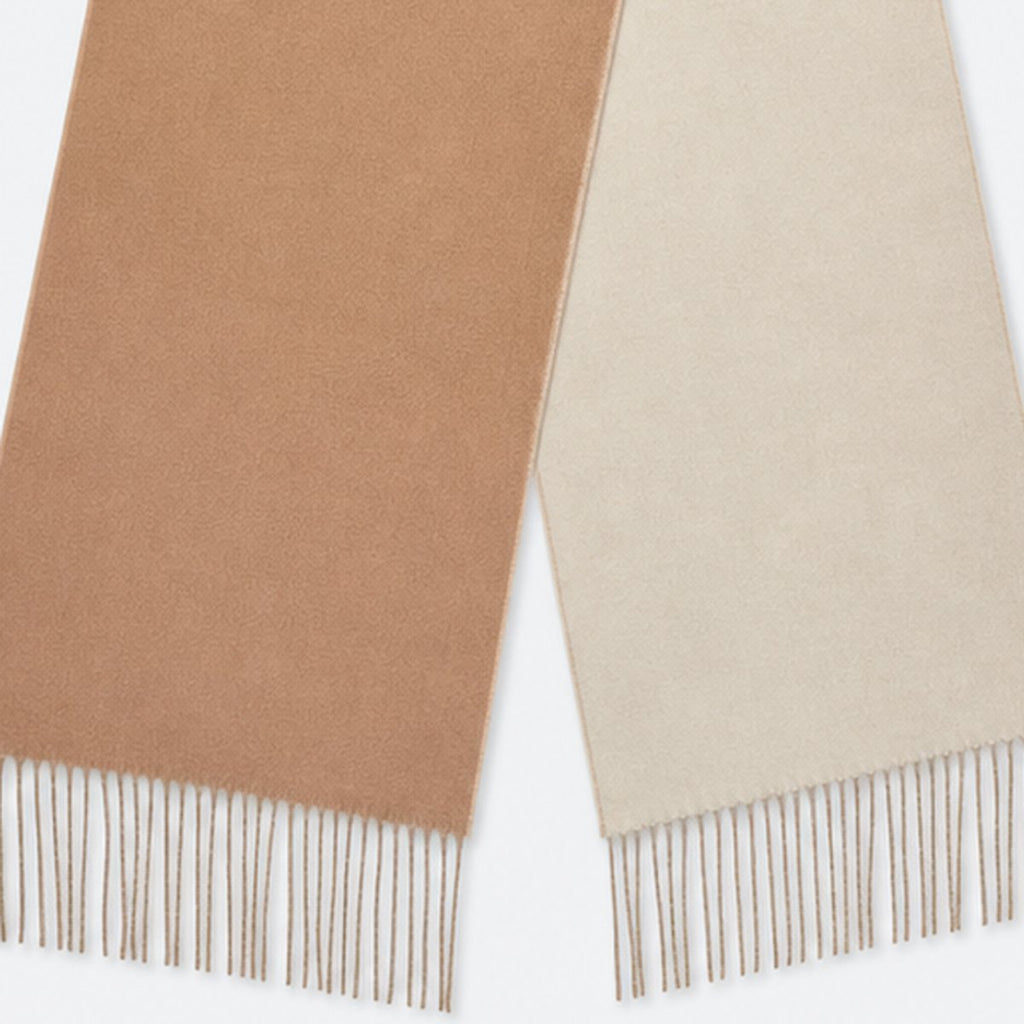 Two-Tone Camel and Cream Fringed Scarf, photo 3