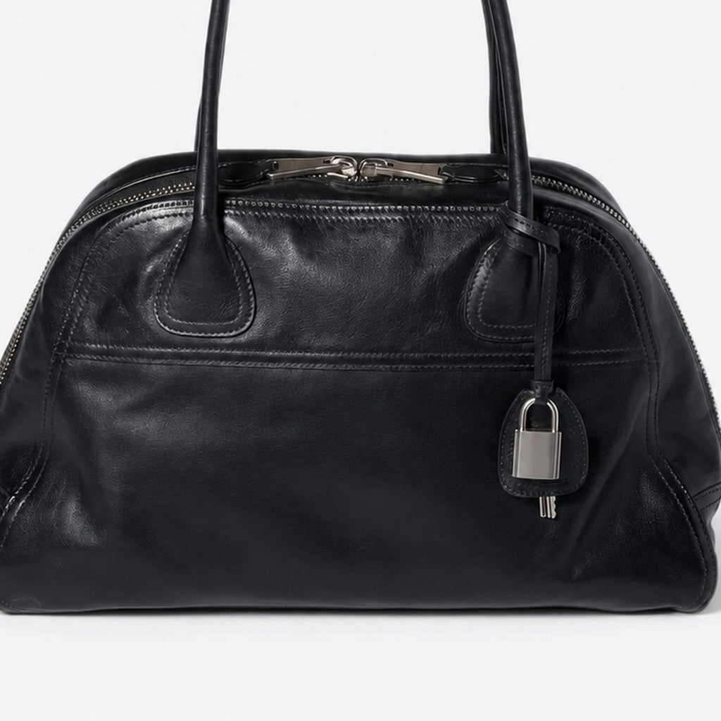Black Leather Bowling Bag, photo 3
